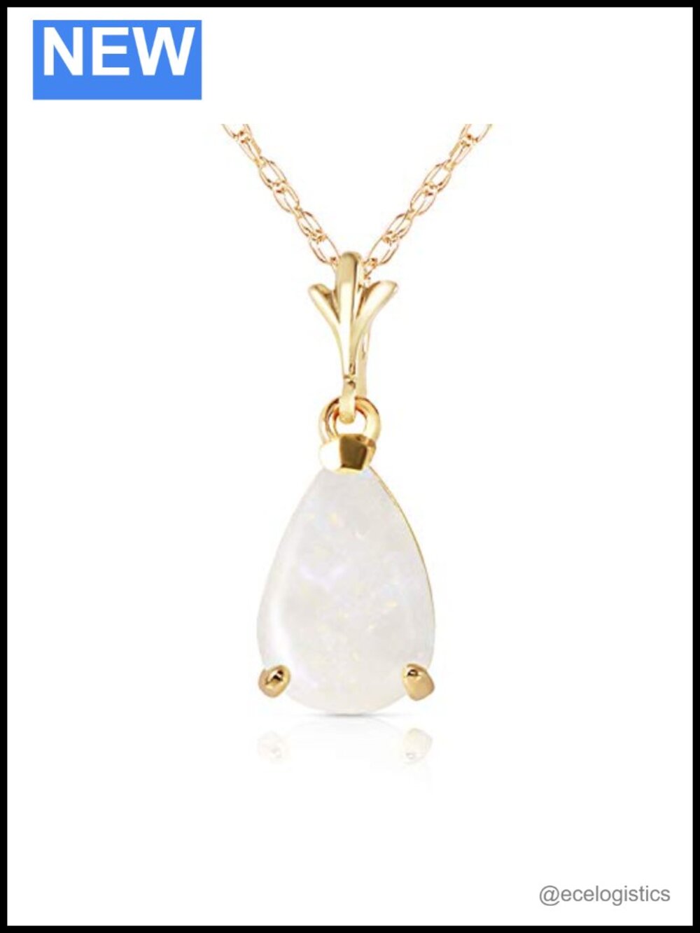 14K Yellow Gold Natural Opal Pendant Necklace Pear 0.77 Ct Fine Jewelry